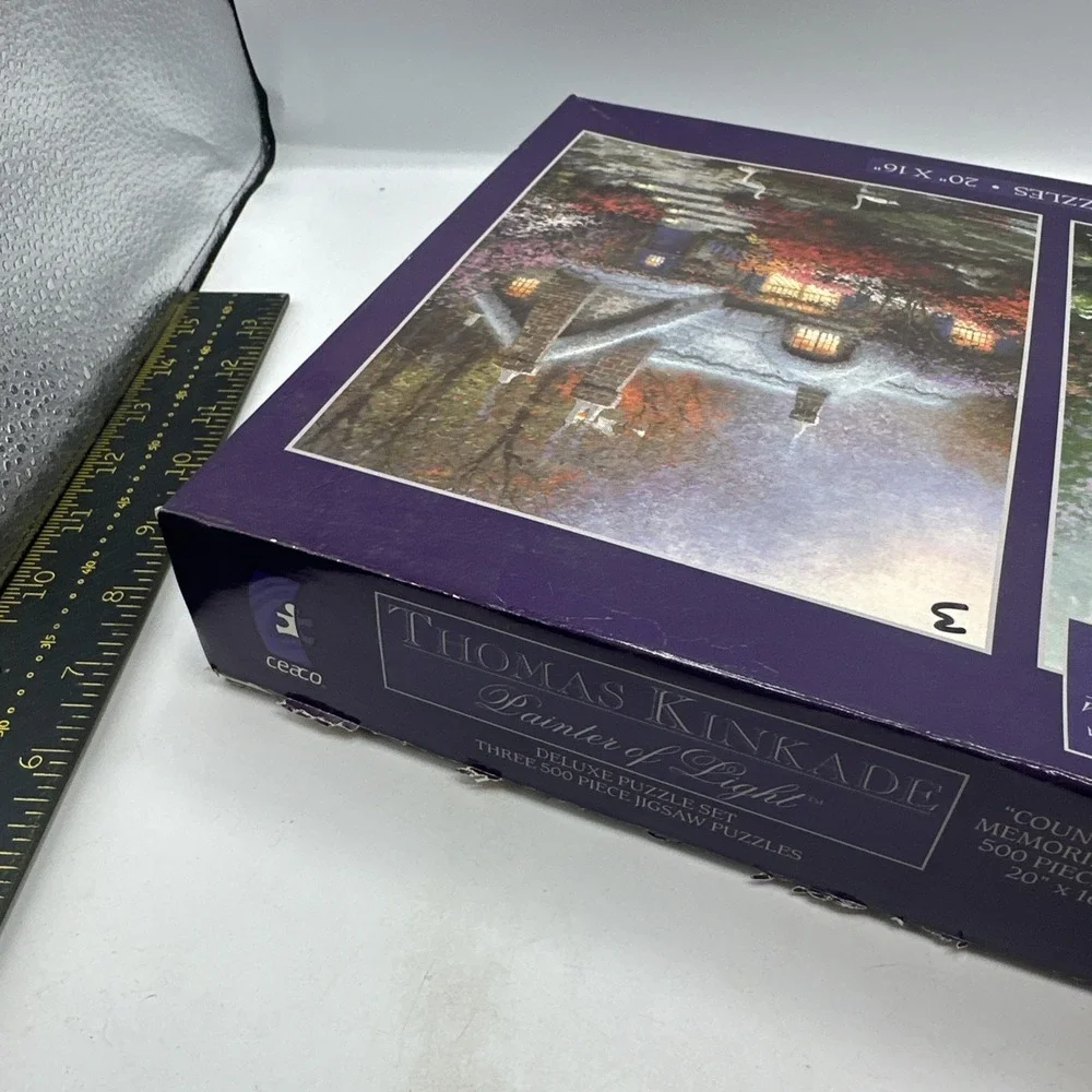 Thomas Kinkade‎ Deluxe Puzzle Set of 3 Used 500 Pieces 20